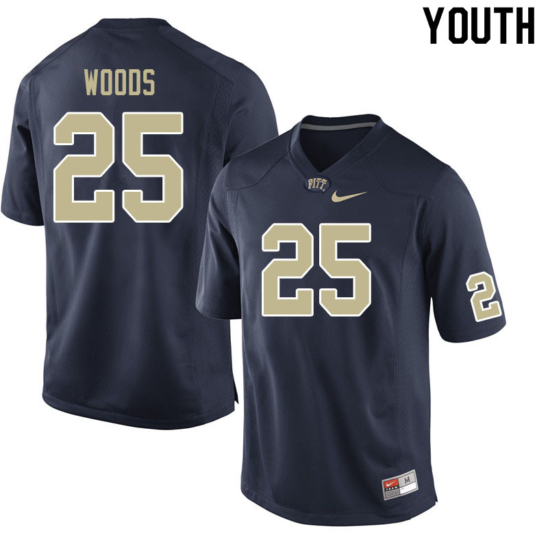 Youth #25 A.J. Woods Pitt Panthers College Football Jerseys Sale-Navy